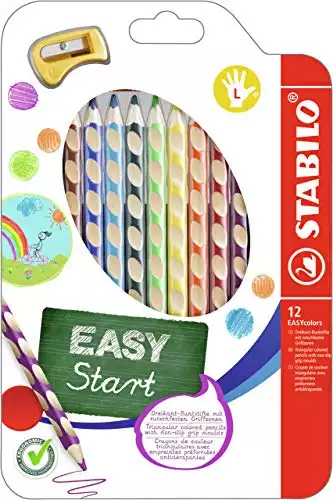 Ergonomischer Buntstift - STABILO EASYcolors - 12er Pack mit Spitzer - mit 12 verschiedenen Farben